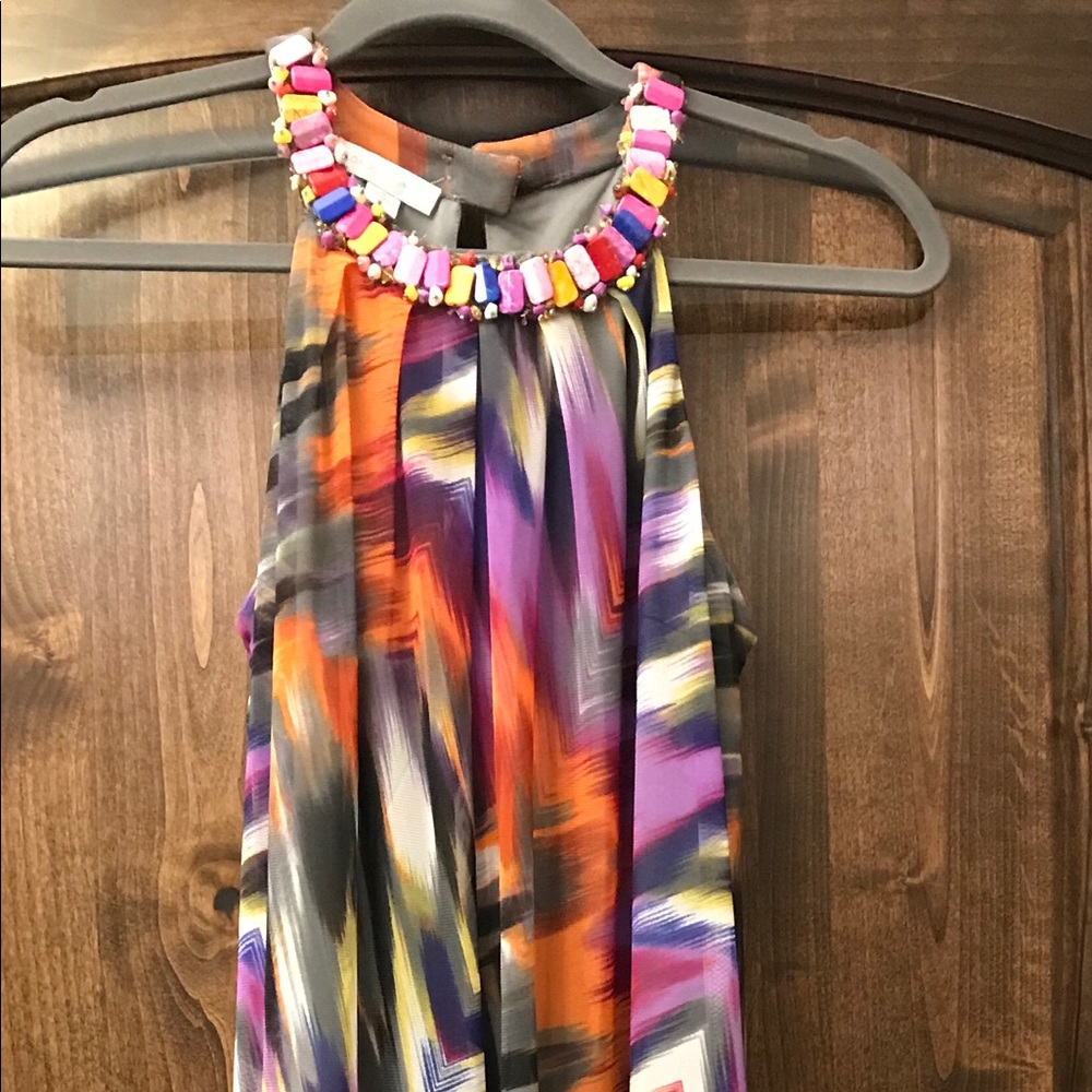 London Times Colorful Flowing Sleeveless Dress sz4